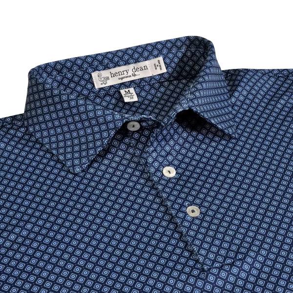 henry dean Raymond Geo Print Performance Knit Golf Shirts - Regular Fit