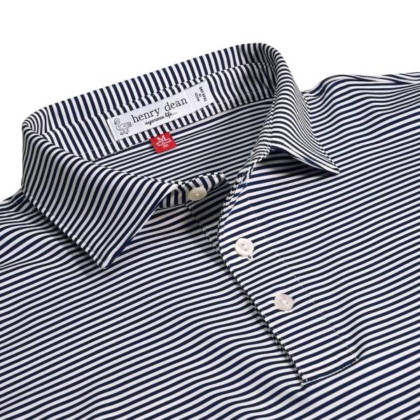 henry dean Two-Color Stripe Performance Knit Golf Shirts - Tailored Fit