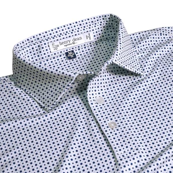 henry dean Dot Geo Print Performance Knit Golf Shirts - Relaxed Fit
